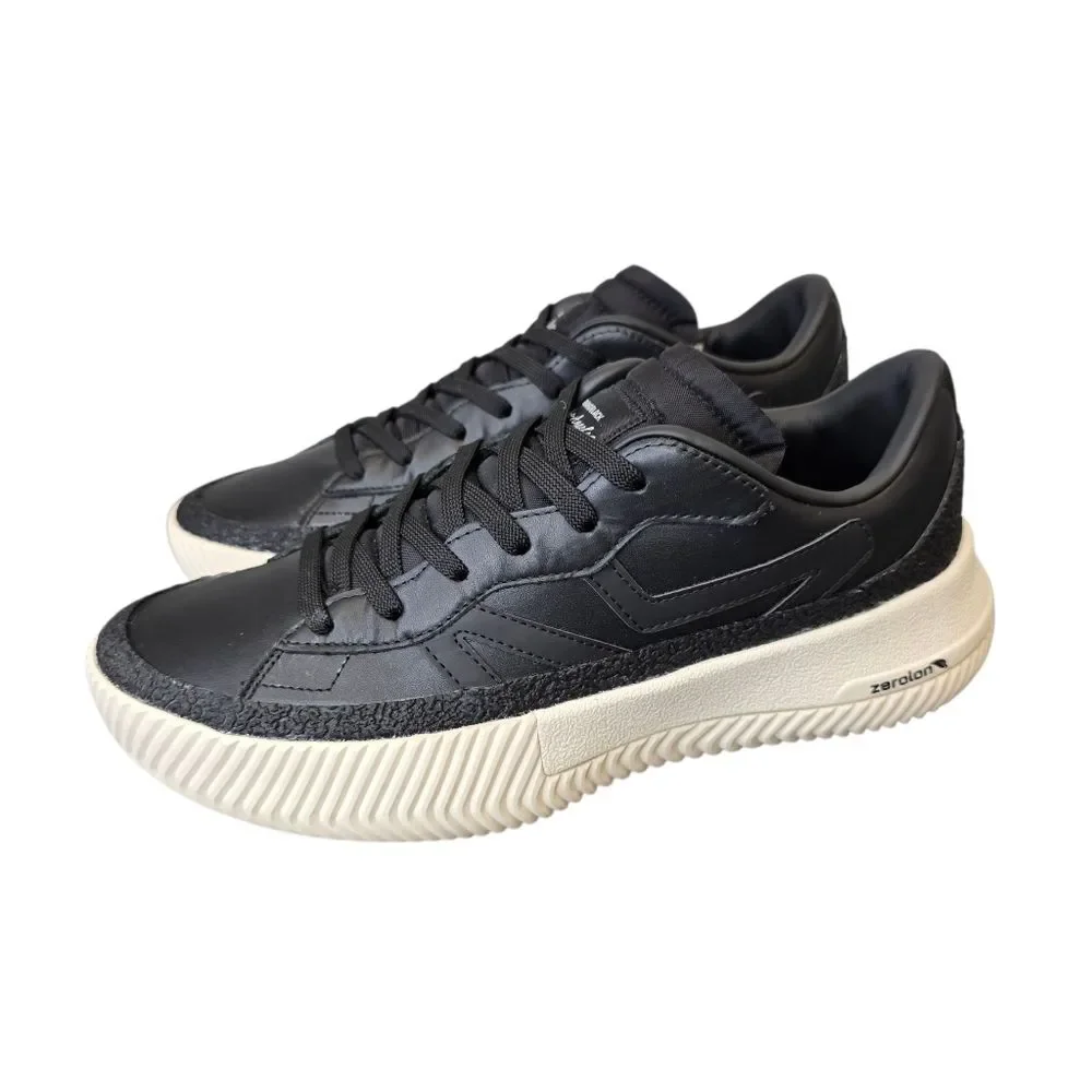 Brandblack Men’s 8.5 Black Leather Low Top Casual Streetwear Sneakers Shoes